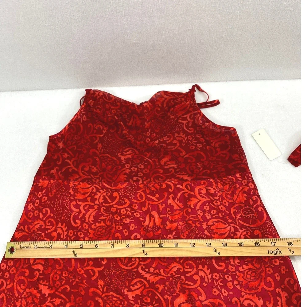 Delicates‎ Satin Robe and Chemise Nightgown Womens Small Red Lingerie Romantic
